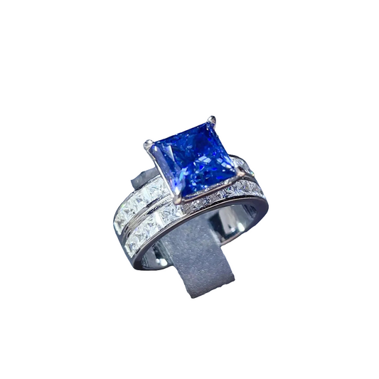 3 Ctw. Blue Moissanite Sterling Silver Ring