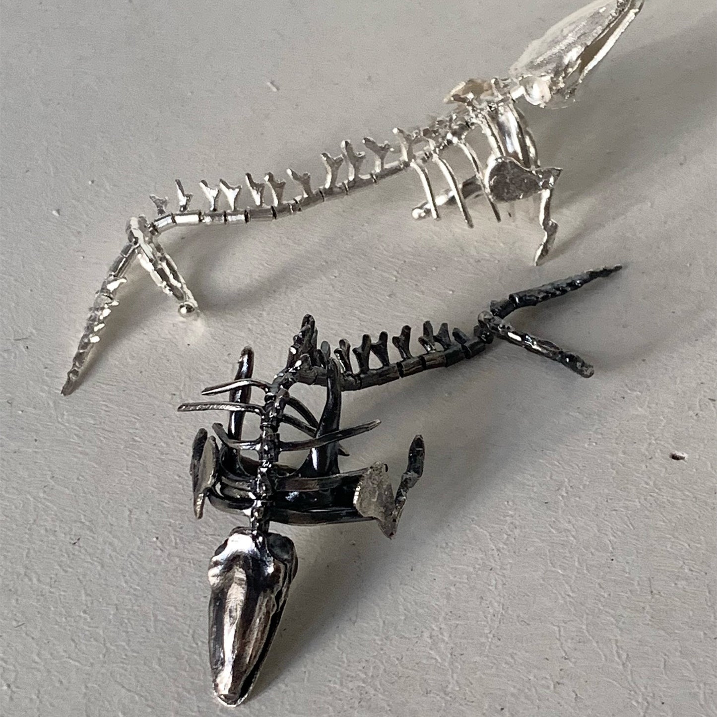 Women Wear White And Dark Bone Skeleton Ring