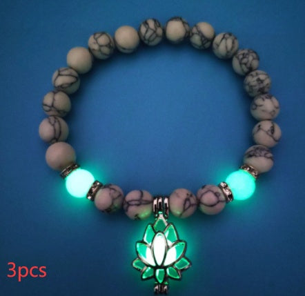 Energy Luminous Lotus Natural Stone Turquoise Bead Bracelet