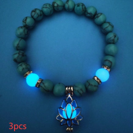 Energy Luminous Lotus Natural Stone Turquoise Bead Bracelet