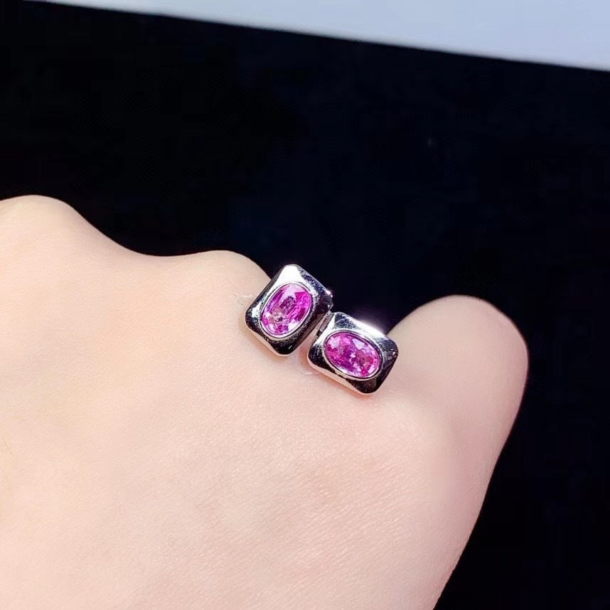 Sterling Silver Inlaid Natural Sapphire Stud Earrings