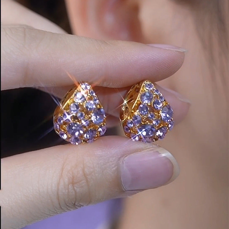 Light Luxury Purple Full Diamond Ear Clip Women
