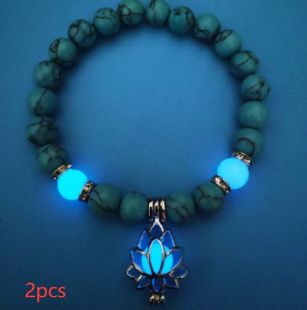 Energy Luminous Lotus Natural Stone Turquoise Bead Bracelet
