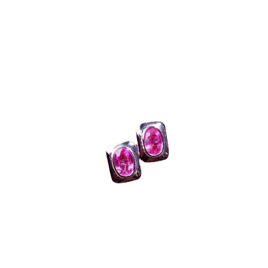 Sterling Silver Inlaid Natural Sapphire Stud Earrings