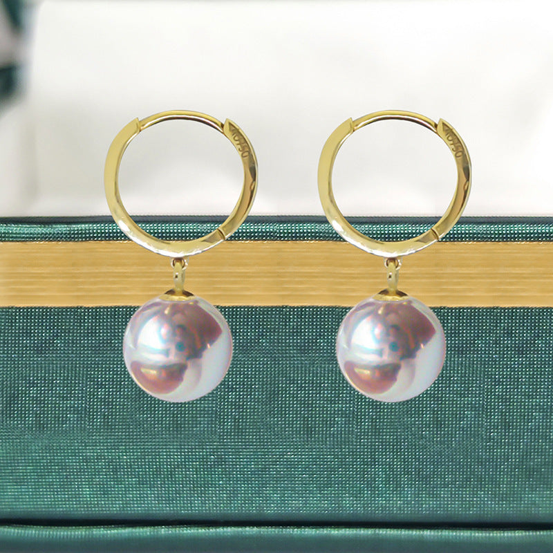 18K Gold Freshwater Pearl Dangle Earrings