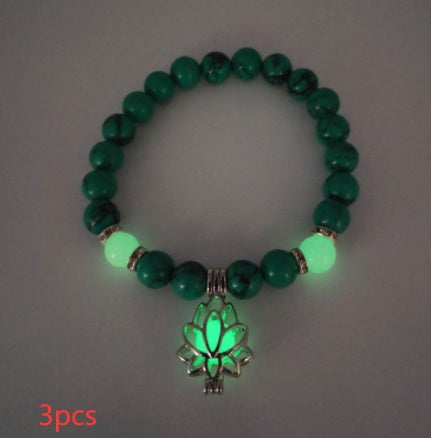 Energy Luminous Lotus Natural Stone Turquoise Bead Bracelet