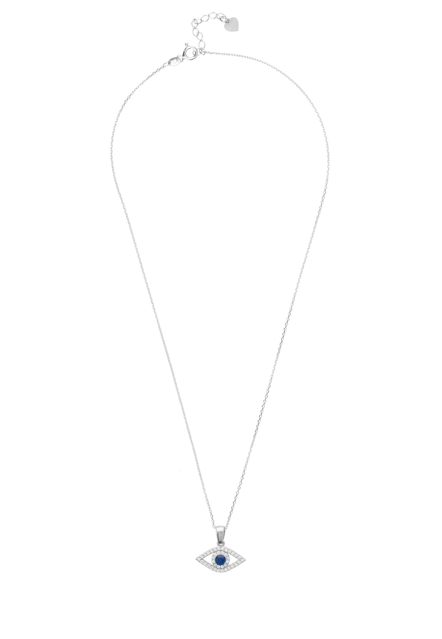 Sterling Silver Evil Eye Elliptical Necklace