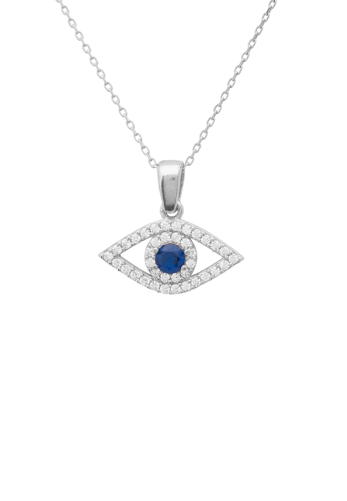 Sterling Silver Evil Eye Elliptical Necklace