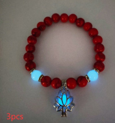 Energy Luminous Lotus Natural Stone Turquoise Bead Bracelet
