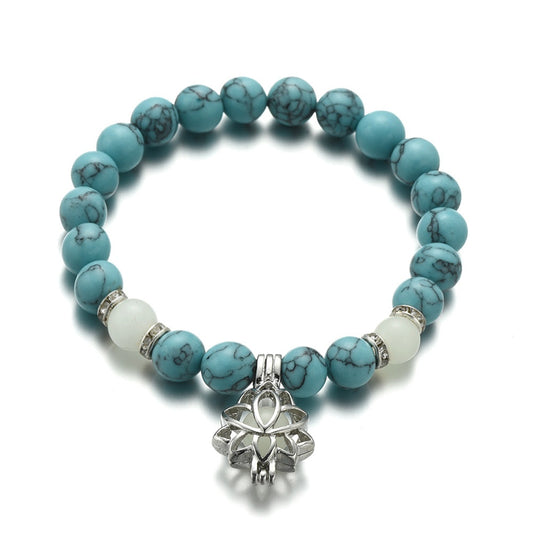 Energy Luminous Lotus Natural Stone Turquoise Bead Bracelet