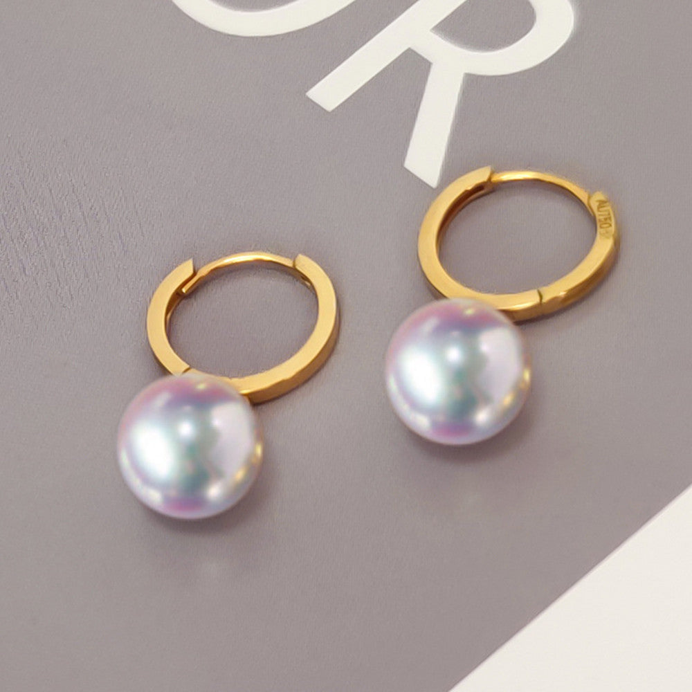 18K Gold Freshwater Pearl Dangle Earrings
