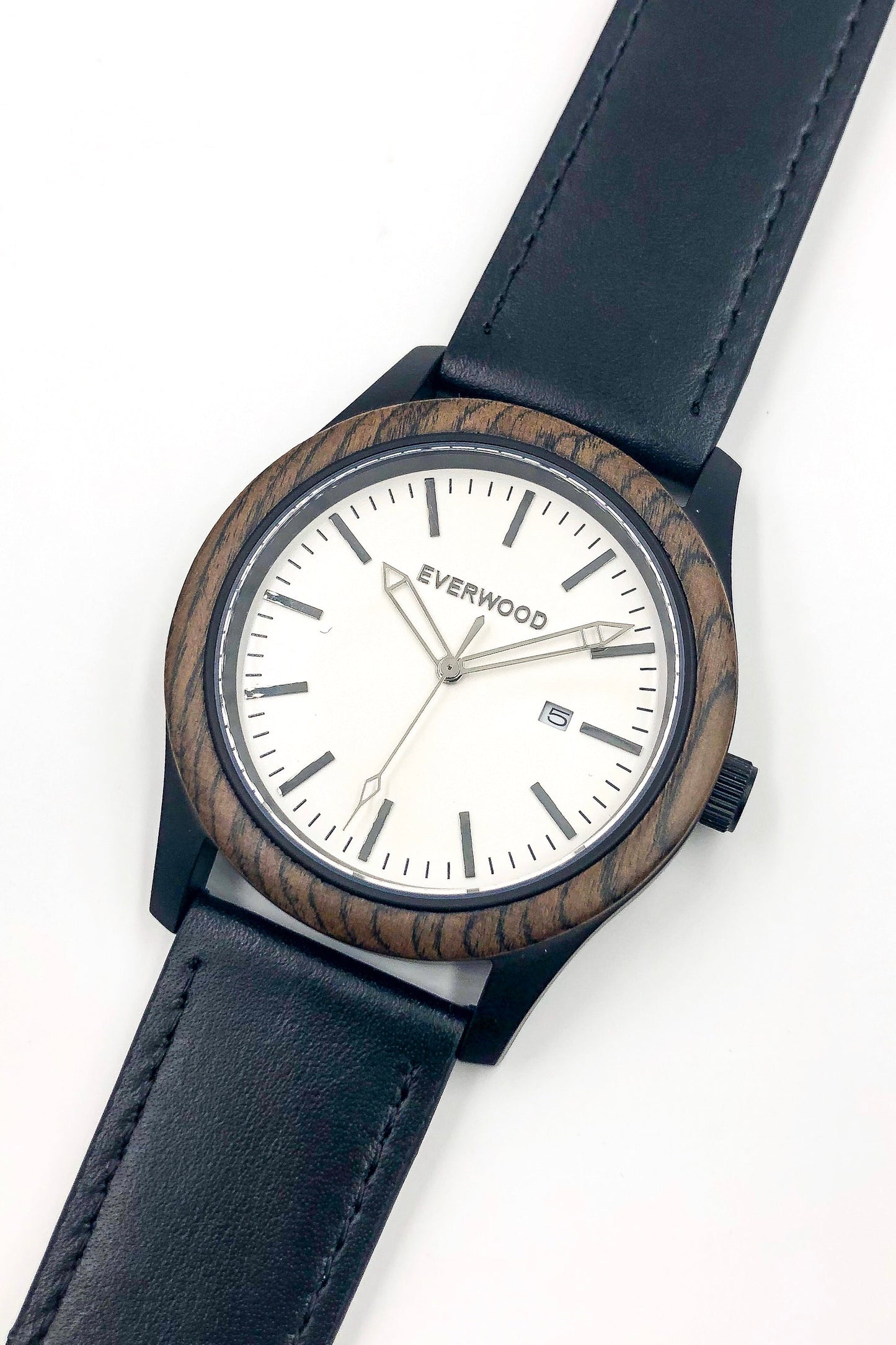 Inverness  Walnut & Black Leather Casual Quartz Watch
