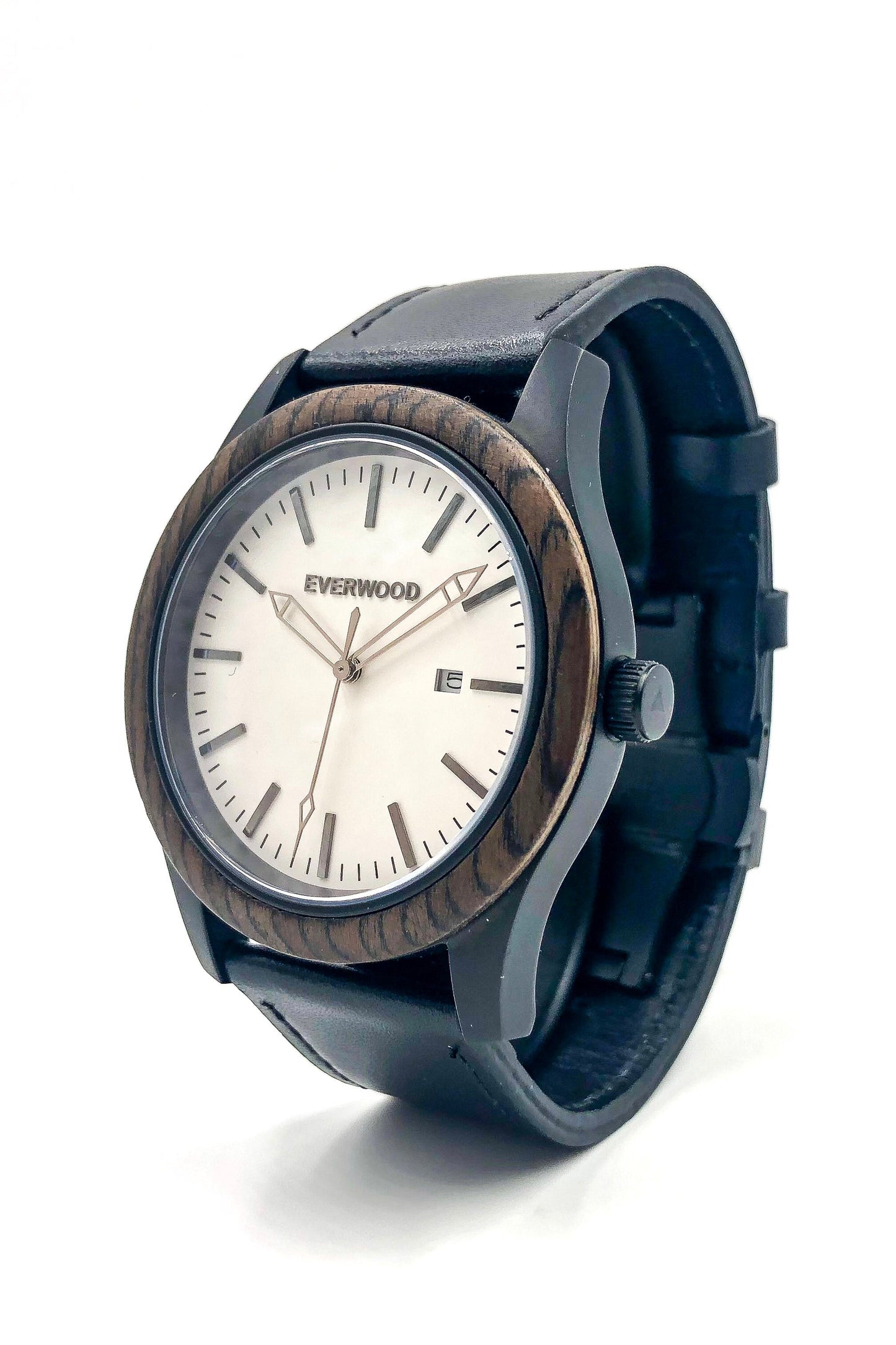 Inverness  Walnut & Black Leather Casual Quartz Watch