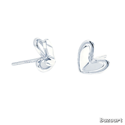 Sterling Silver Heart Stud Earrings