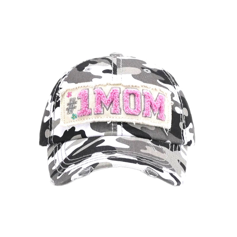 #1 Mom Camo Adjustable Cotton Baseball Cap