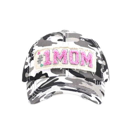 #1 Mom Camo Adjustable Cotton Baseball Cap