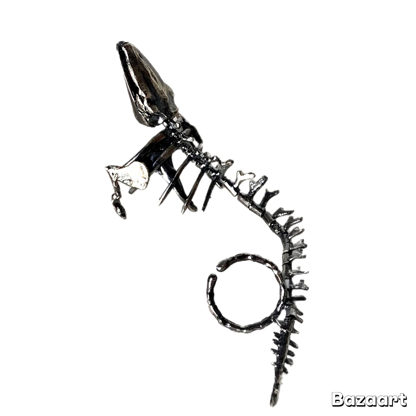 Women Wear White And Dark Bone Skeleton Ring