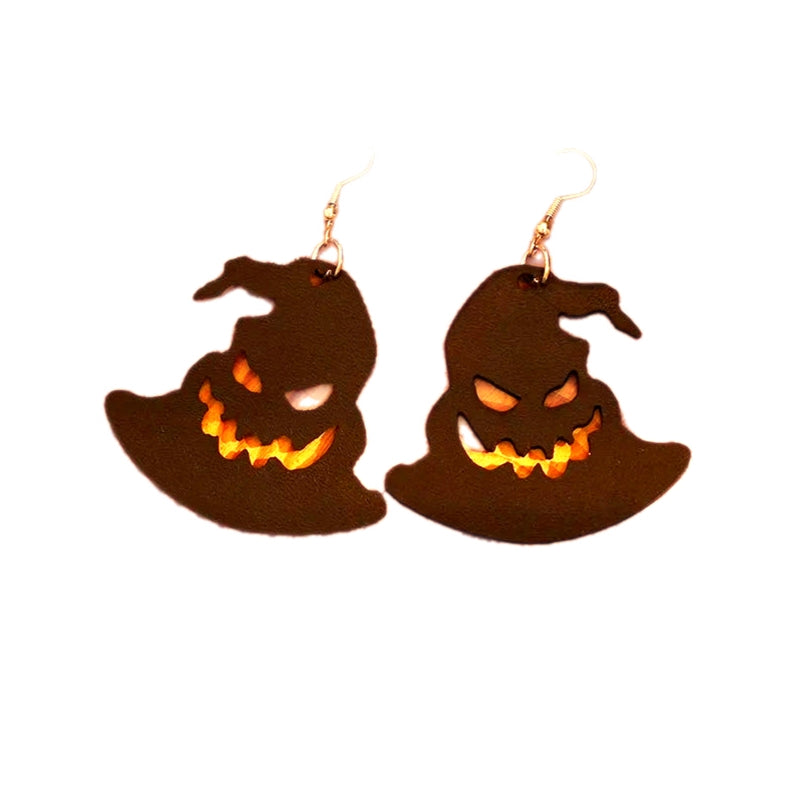 Soft PU Leather Witches Hat Earrings