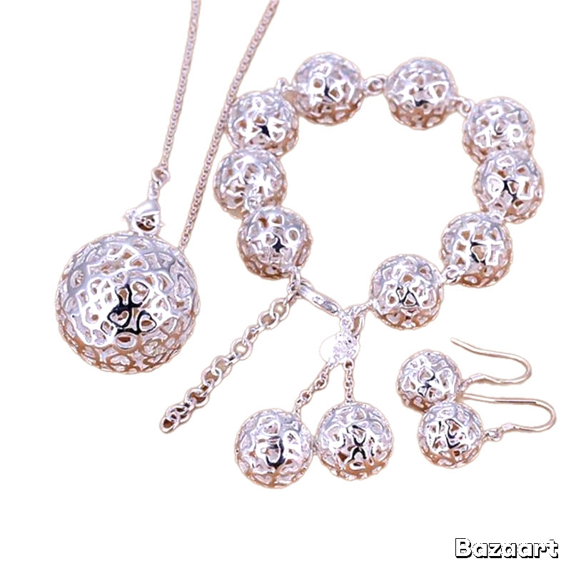 Silver 3D Kinda Bridal & Wedding Jewelry Set