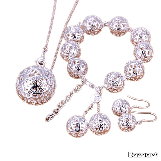 Silver 3D Kinda Bridal & Wedding Jewelry Set