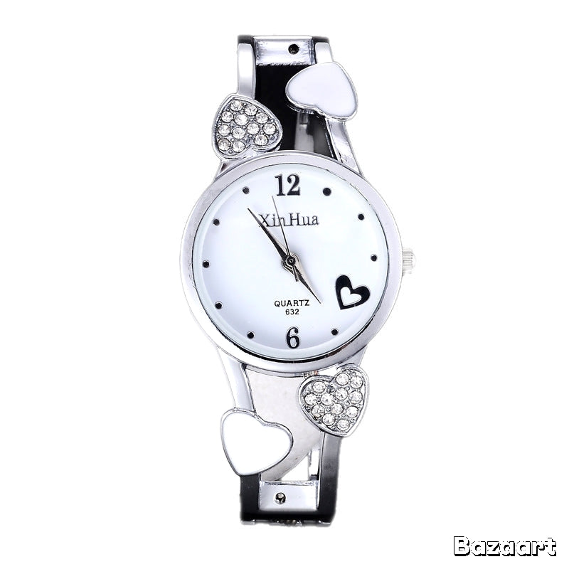 Black Hearts Lady's Diamond Steel Watch