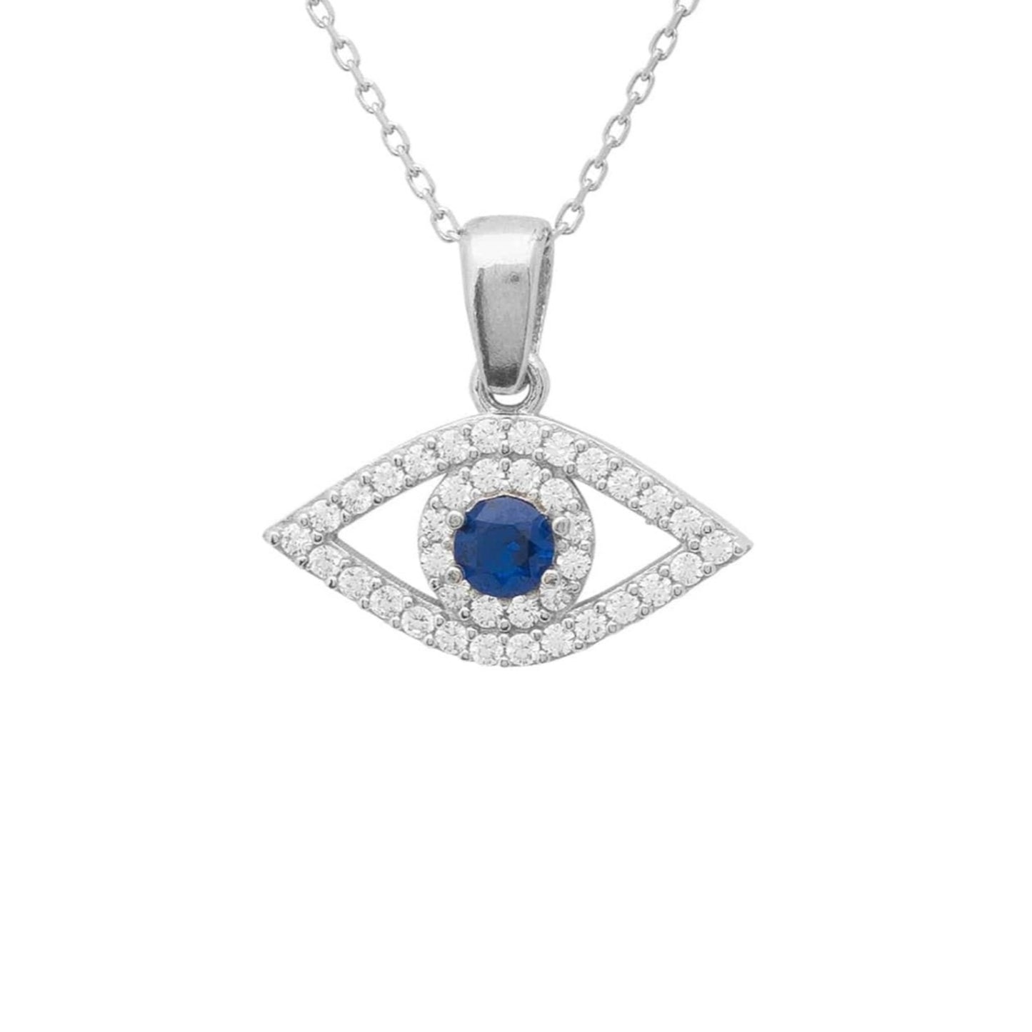 Sterling Silver Evil Eye Elliptical Necklace