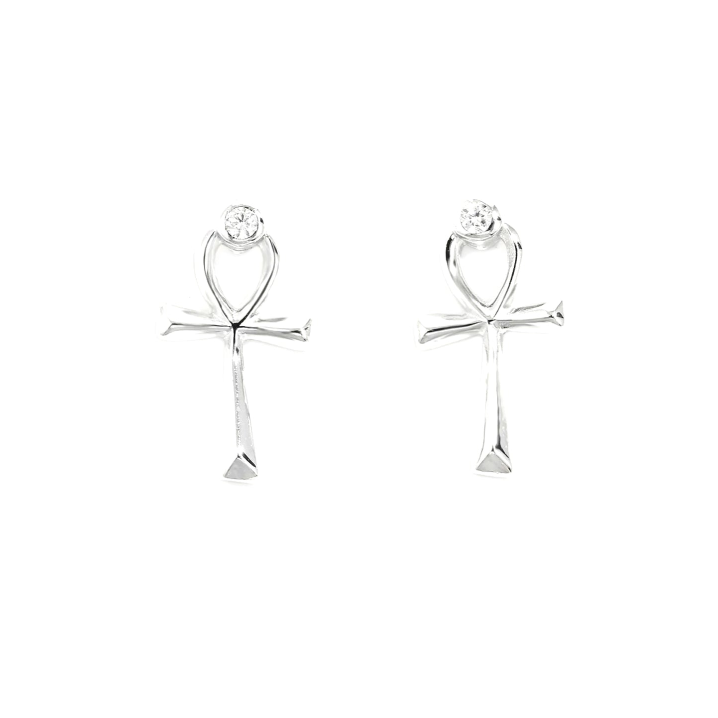Sterling Silver Inland Zircon Cross Stud Earrings