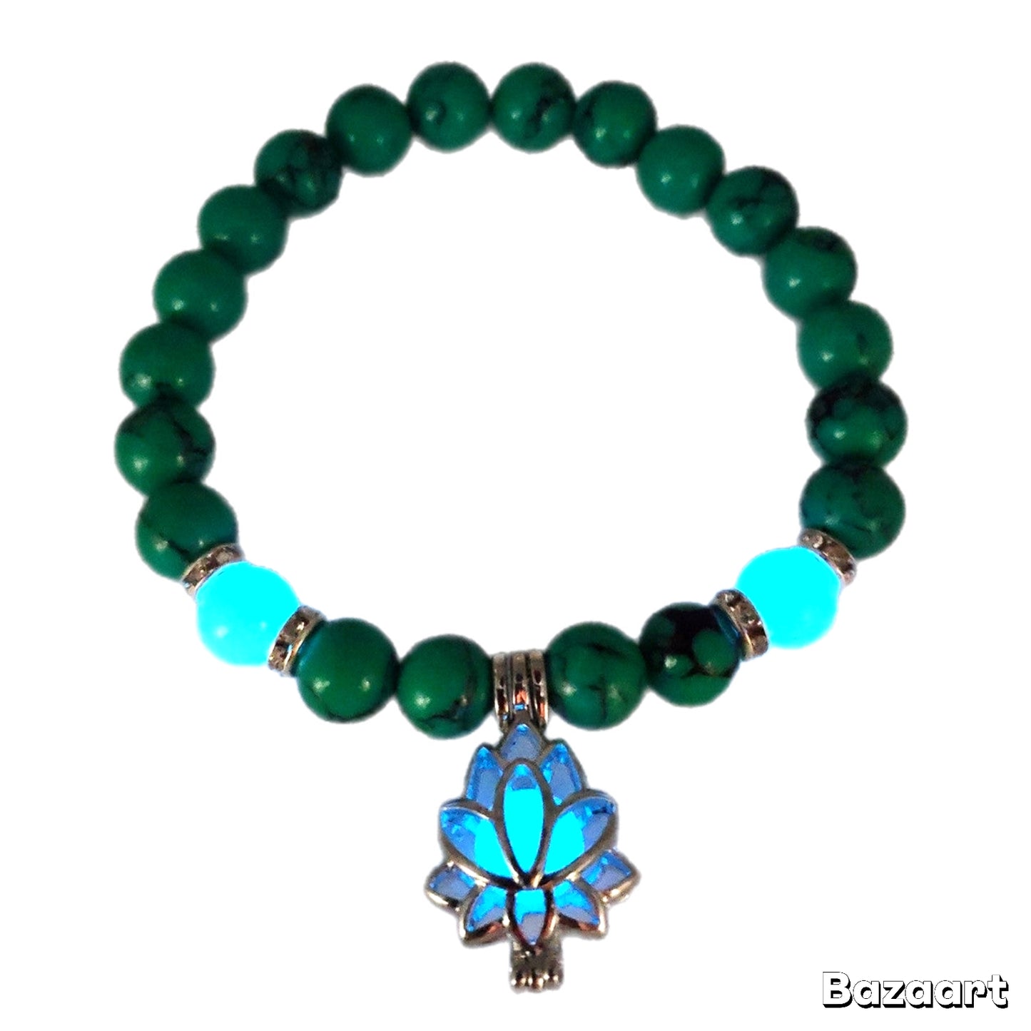 Energy Luminous Lotus Natural Stone Turquoise Bead Bracelet