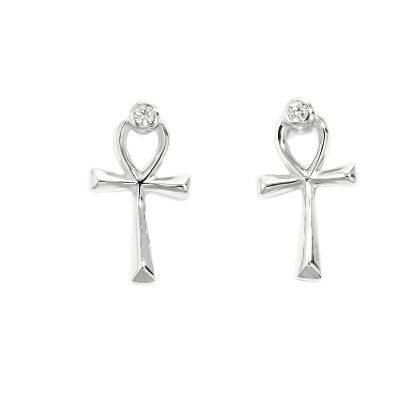 Sterling Silver Inland Zircon Cross Stud Earrings