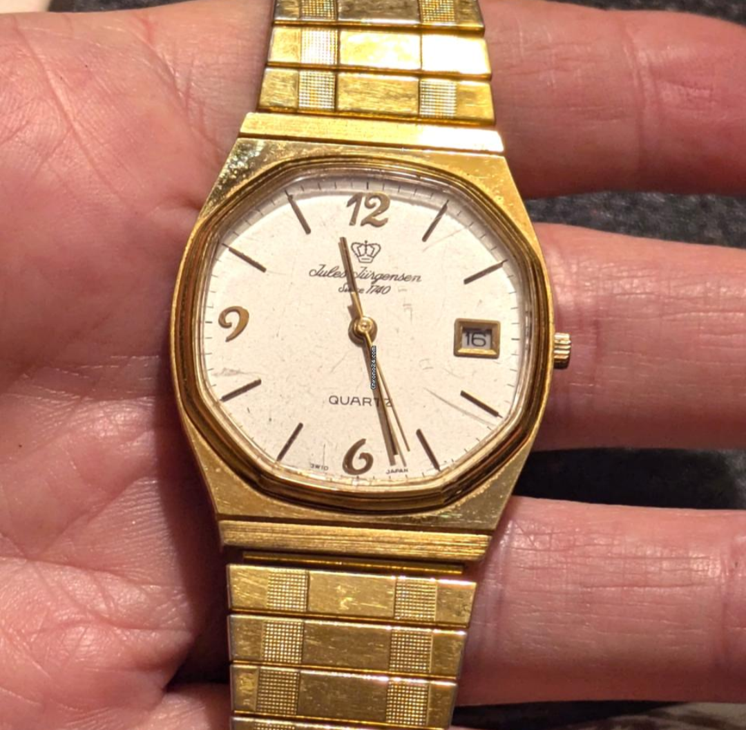 Jules Jurgenson Gent's Gold Steel Dress Watch Vintage