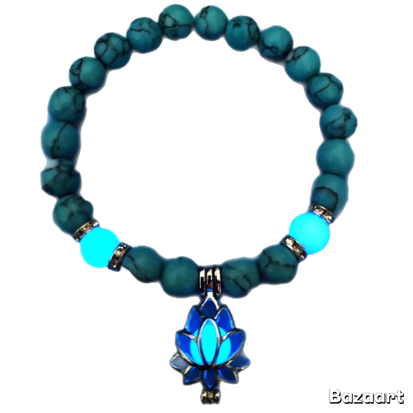 Energy Luminous Lotus Natural Stone Turquoise Bead Bracelet