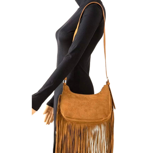 Fame Suede Fringe Crossbody Bag