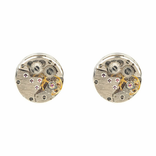 Watch Movement Cufflink Silver