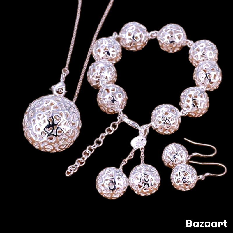 Silver 3D Kinda Bridal & Wedding Jewelry Set