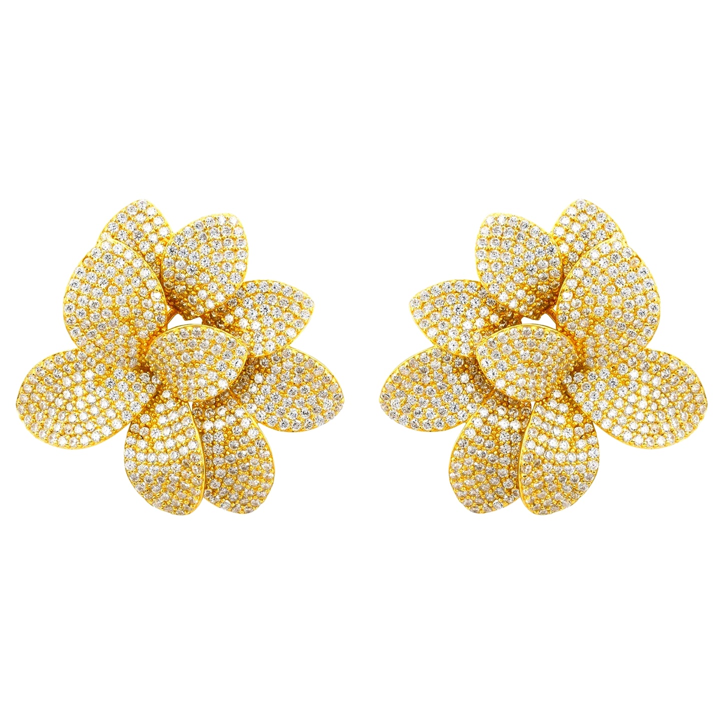 18k Gold Plated Amaryllis Flower Large Stud Earrings