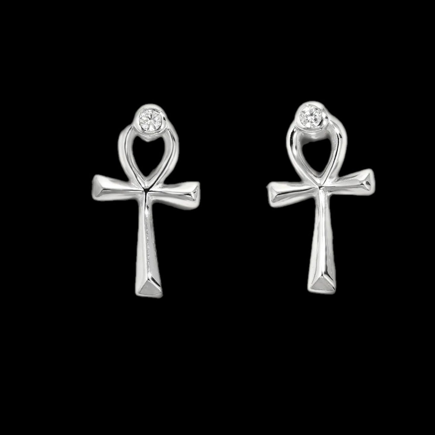 Sterling Silver Inland Zircon Cross Stud Earrings