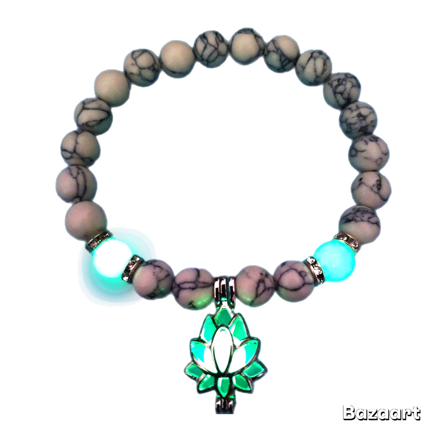 Energy Luminous Lotus Natural Stone Turquoise Bead Bracelet