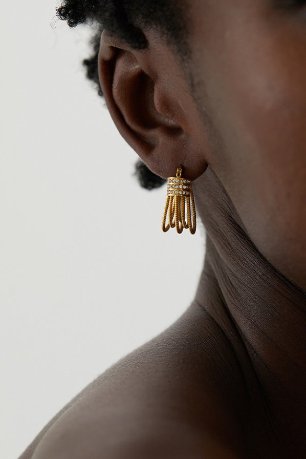 18k Gold Plated Cubic Zirconia Dangle Earrings